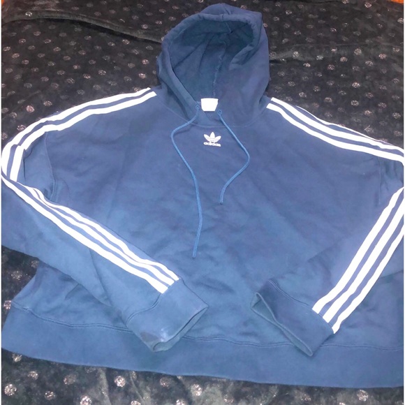 adidas Tops - Adidas 3 stripe cropped hoodie